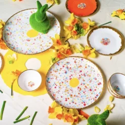Set di 2 piatti da dessert Confetti con bordo frastagliato
