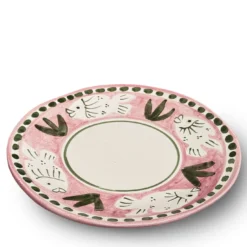 Set di 12 piatti da dessert e piatti fondi Poseidon in ceramica rosa