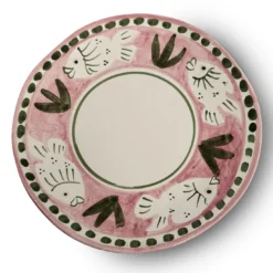 Set di 12 piatti da dessert e piatti fondi Poseidon in ceramica rosa