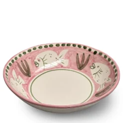 Set di 12 piatti da dessert e piatti fondi Poseidon in ceramica rosa
