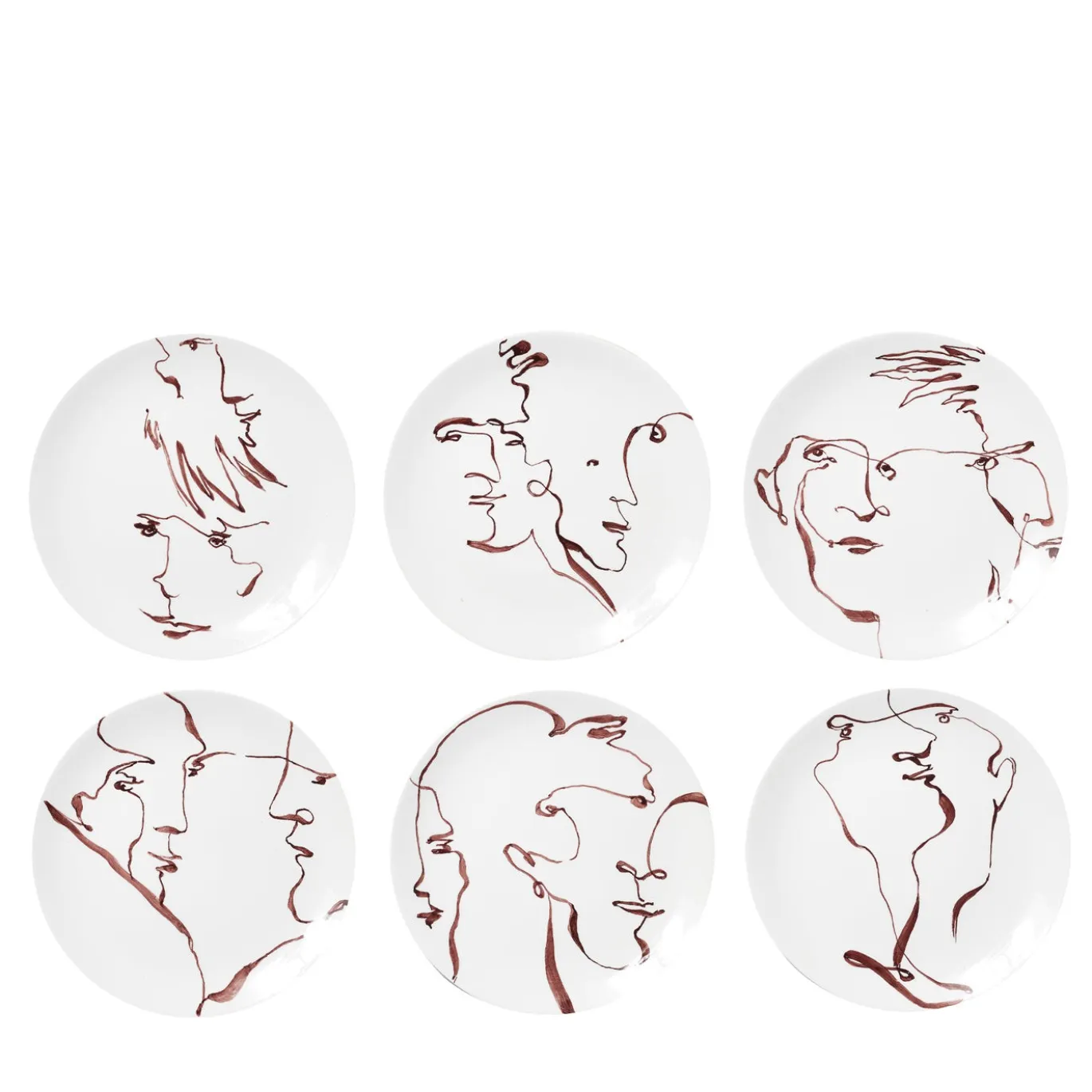 Set di 6 piatti da dessert Faces #2