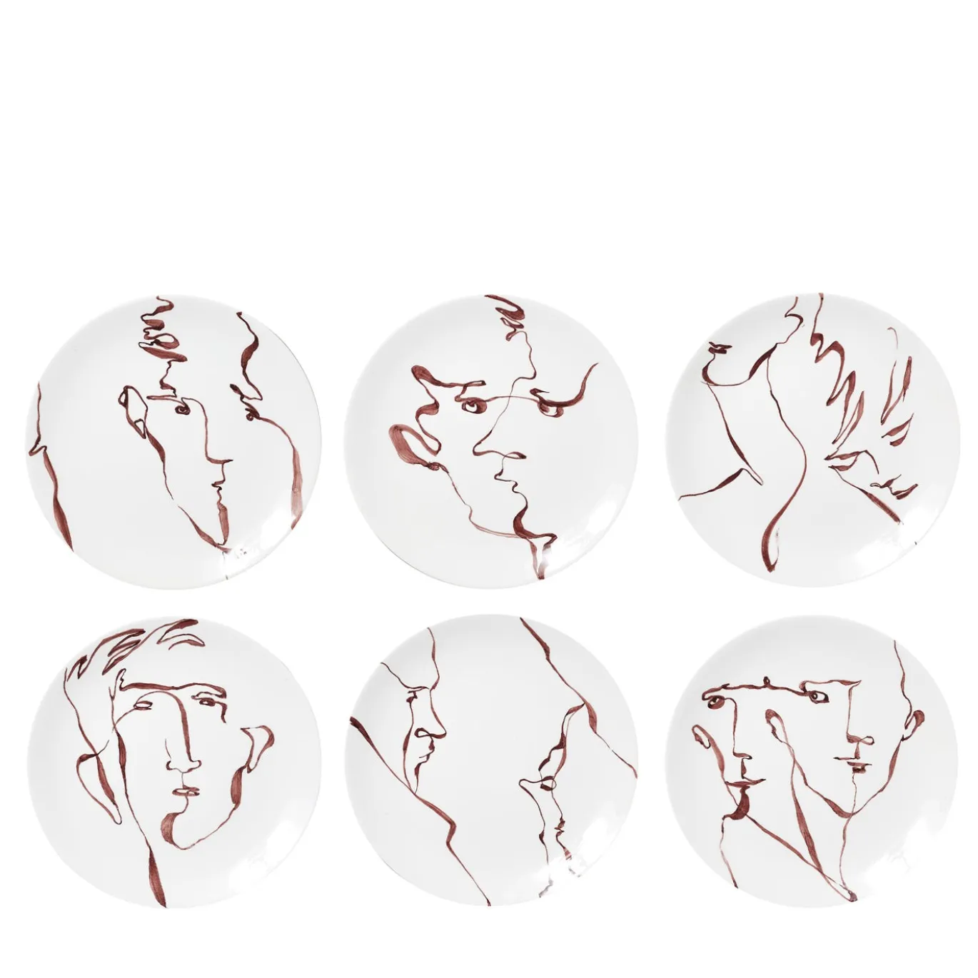 Set di 6 piatti da dessert Faces #1