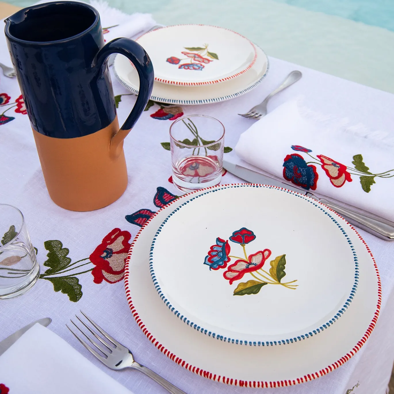 Set di 4 piatti da dessert in ceramica Gioia Blue