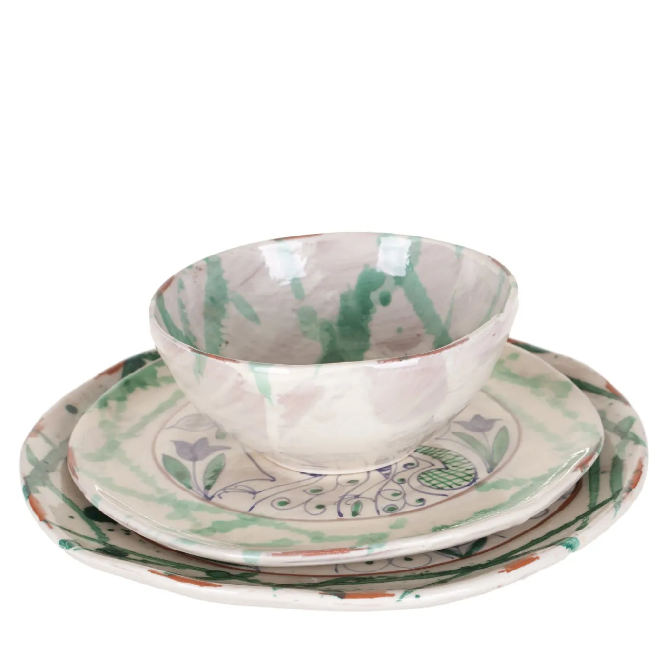 Set di 4 piatti da dessert in ceramica Pavone