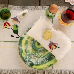 Set di 4 piatti da dessert in ceramica con motivo in marmo verde