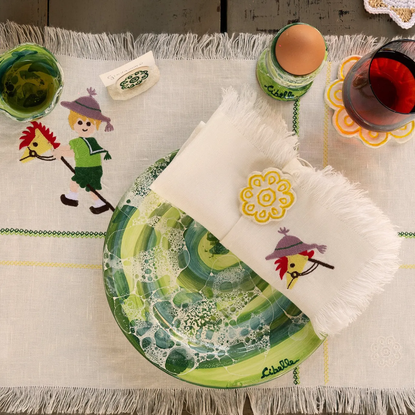 Set di 4 piatti da dessert in ceramica con motivo in marmo verde