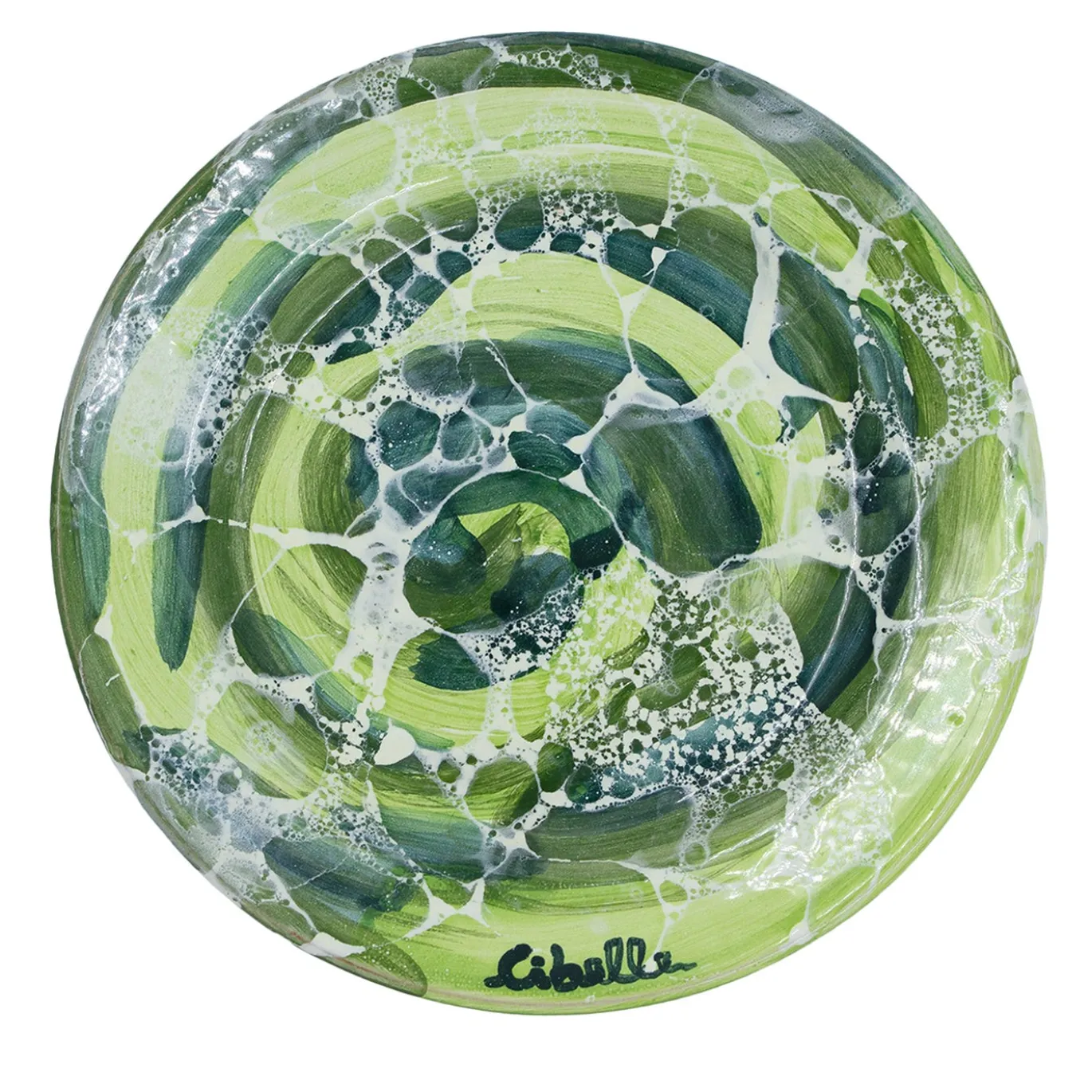 Set di 4 piatti da dessert in ceramica con motivo in marmo verde