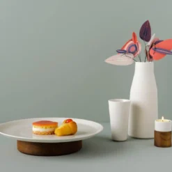 Set di 4 piatti da dessert in ceramica bianca