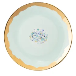Set di 2 piatti da dessert in marmo blu e turchese con bordo a goccia