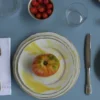 Set di 6 piatti da dessert Limone in porcellana e oro realizzati a mano
