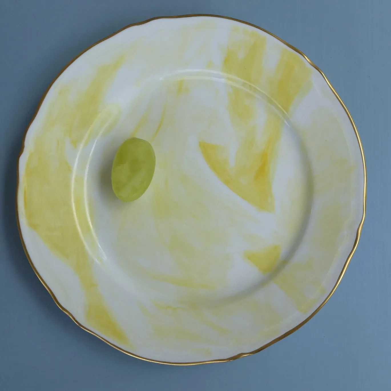 Set di 6 piatti da dessert Limone in porcellana e oro realizzati a mano