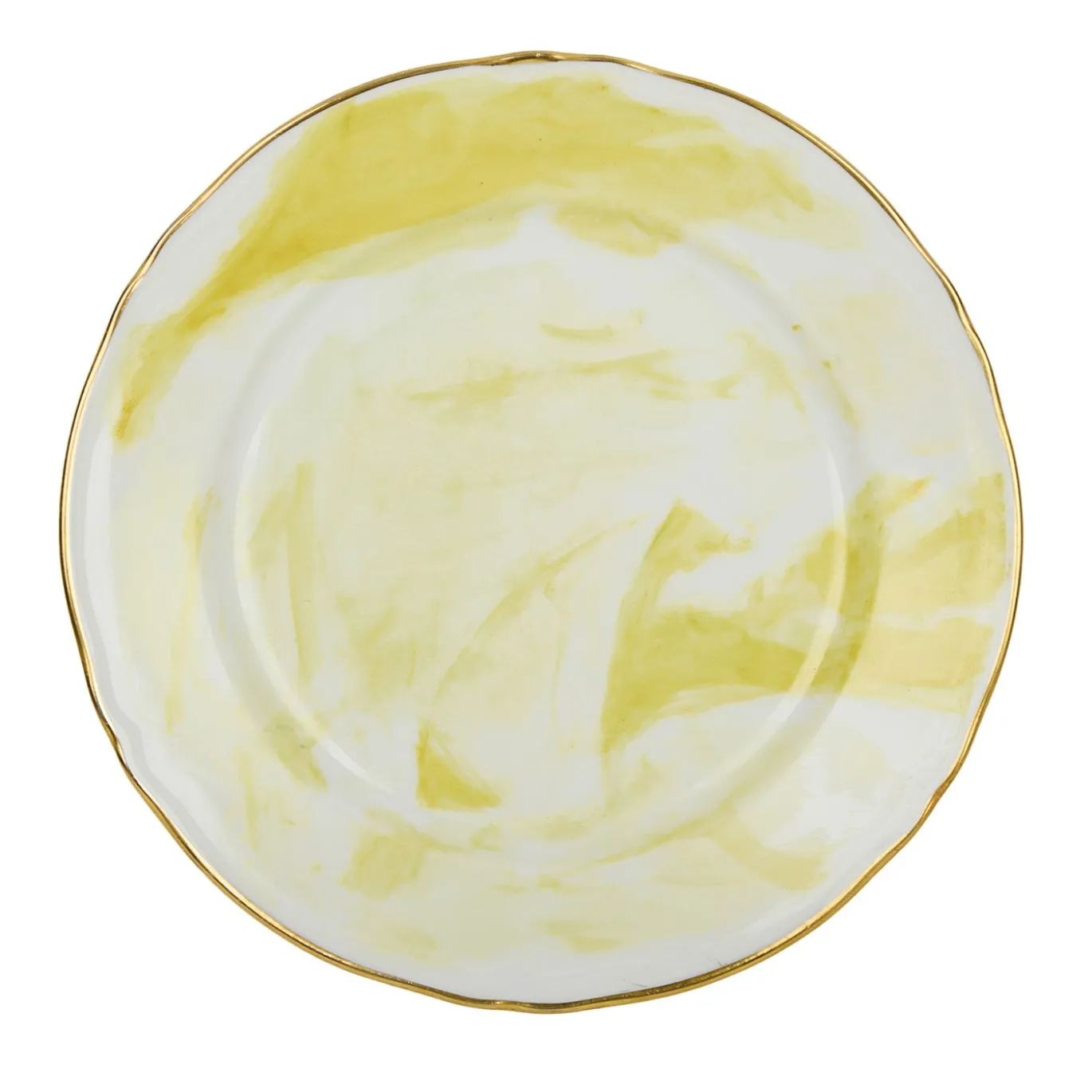 Set di 6 piatti da dessert Limone in porcellana e oro realizzati a mano