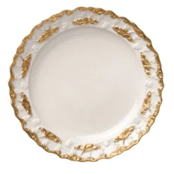 Set di 2 piatti da pane bianchi e dorati Lucia