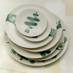 Set di 4 Piatti da Pane Jardin à l'Italienne in Ceramica Verde