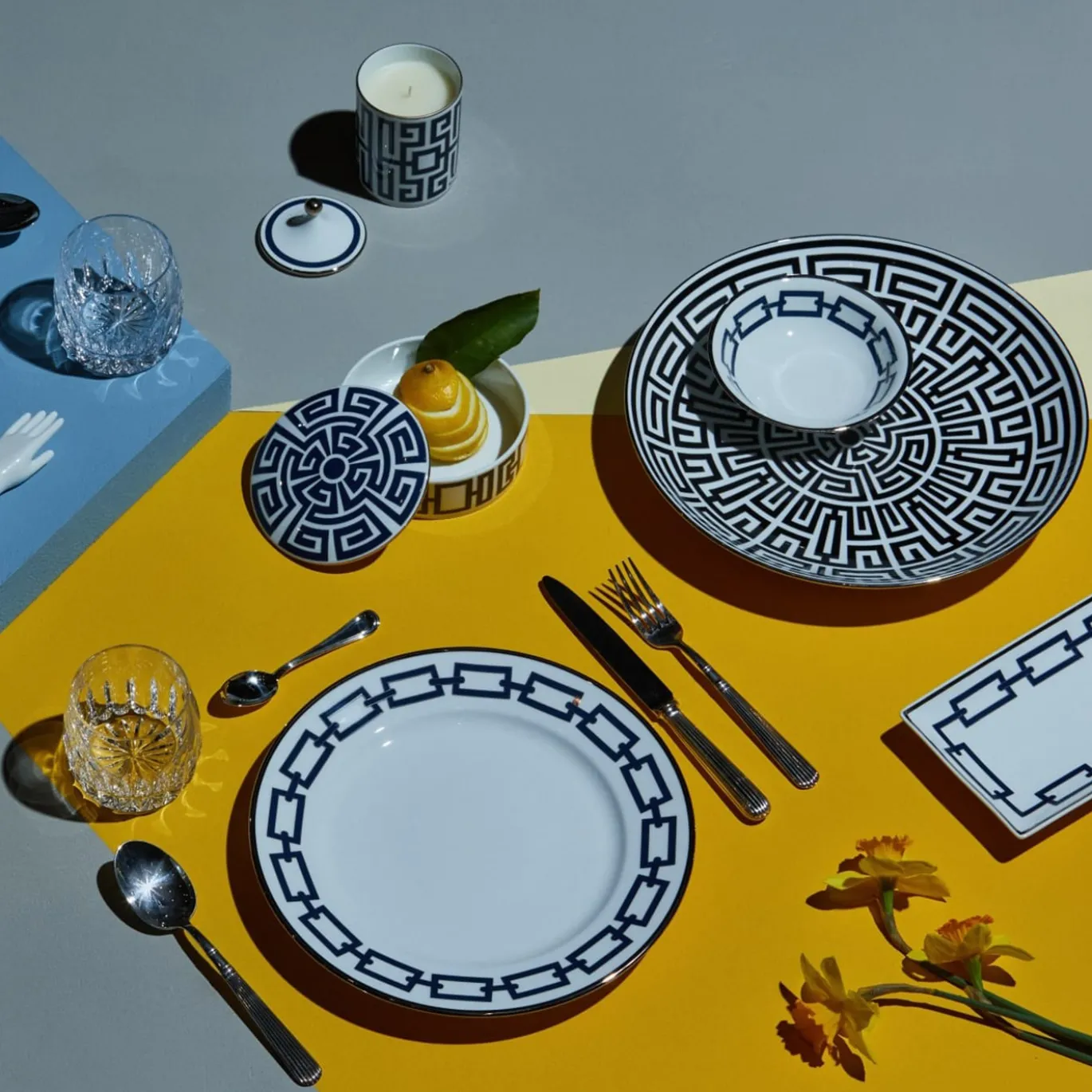 Set di 6 piatti da portata Catene Zaffiro di Gio Ponti
