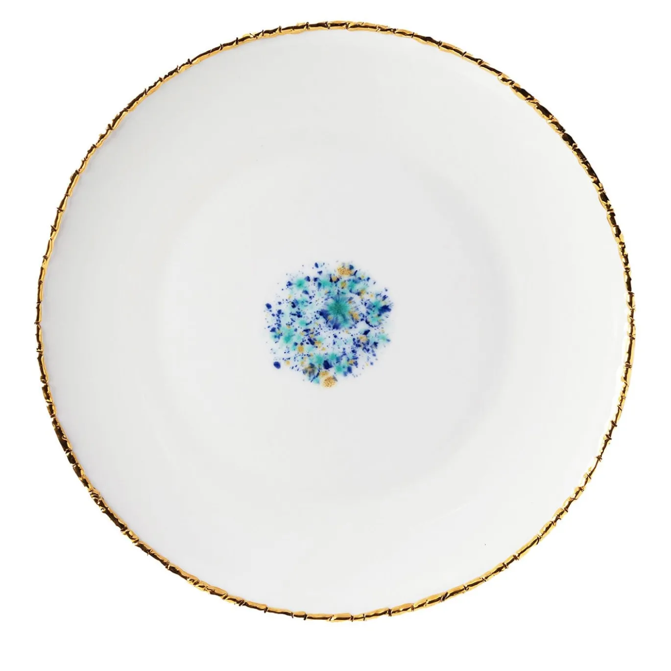 Set di 2 piatti da portata in marmo blu e bianco con bordo screziato