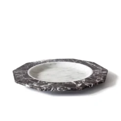 Set di 2 piatti da portata in marmo bianco di Carrara e rosso di Levanto