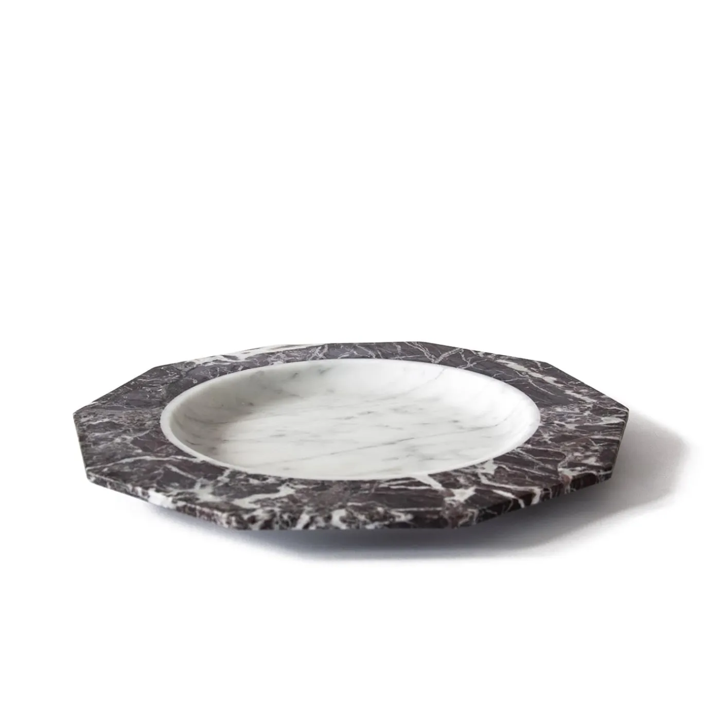 Set di 2 piatti da portata in marmo bianco di Carrara e rosso di Levanto