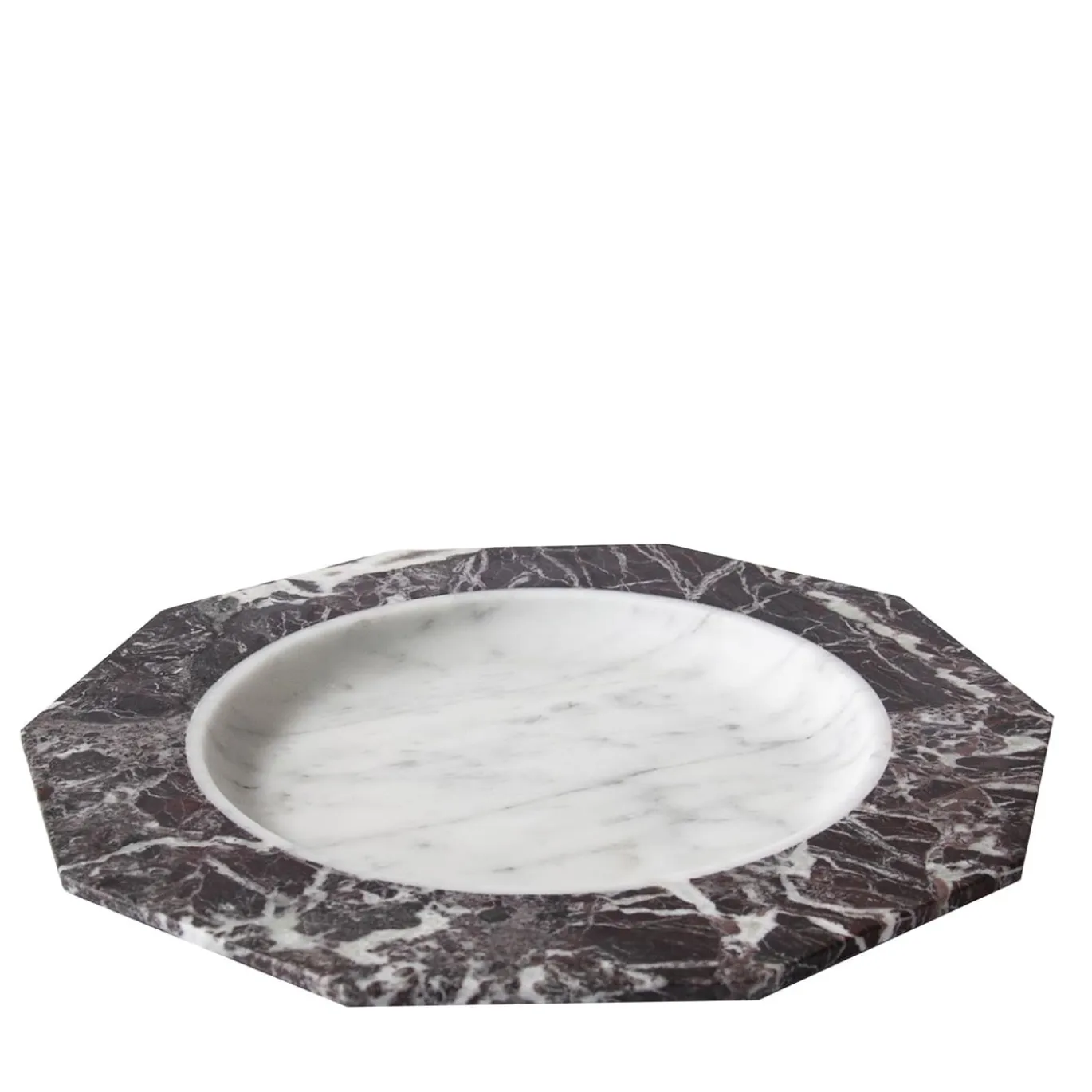 Set di 2 piatti da portata in marmo bianco di Carrara e rosso di Levanto