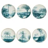 Set di 6 piatti da portata in porcellana Las Palmas con paesaggio tropicale blu