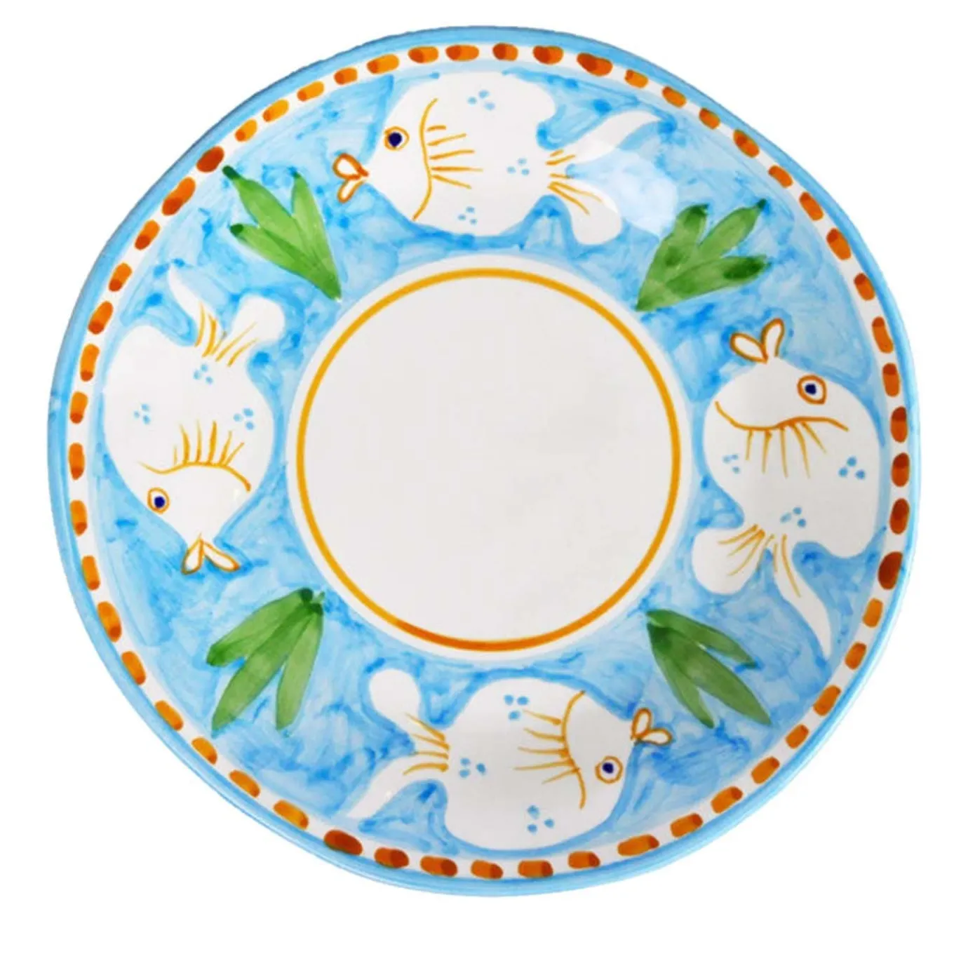 Set di 6 piatti da portata rotondi turchesi Poseidon 38 cm