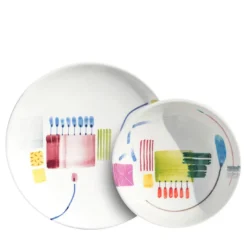 Set di 2 piatti da pranzo e da zuppa Tipota