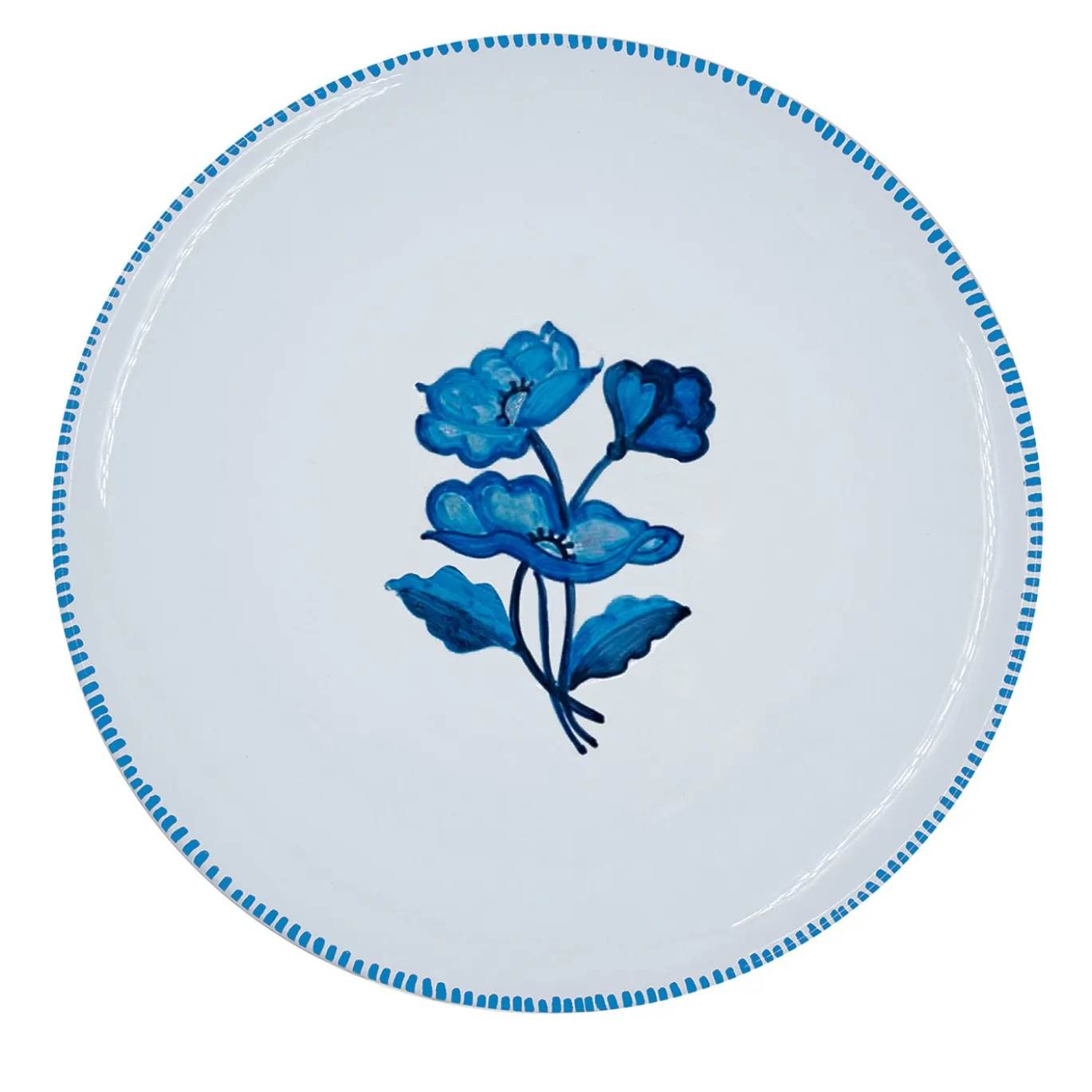 Set di 4 piatti da pranzo in ceramica blu chiaro Gioia