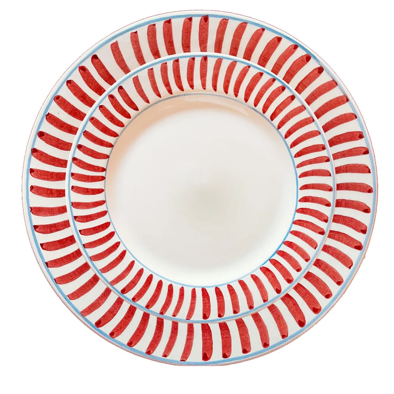 Set di 12 piatti da pranzo in ceramica rossa