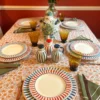 Set di 12 piatti da pranzo in ceramica rossa e blu