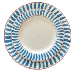 Set di 12 piatti da pranzo in ceramica blu