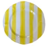 Set di 4 piatti da pranzo in ceramica dipinti a mano con strisce gialle