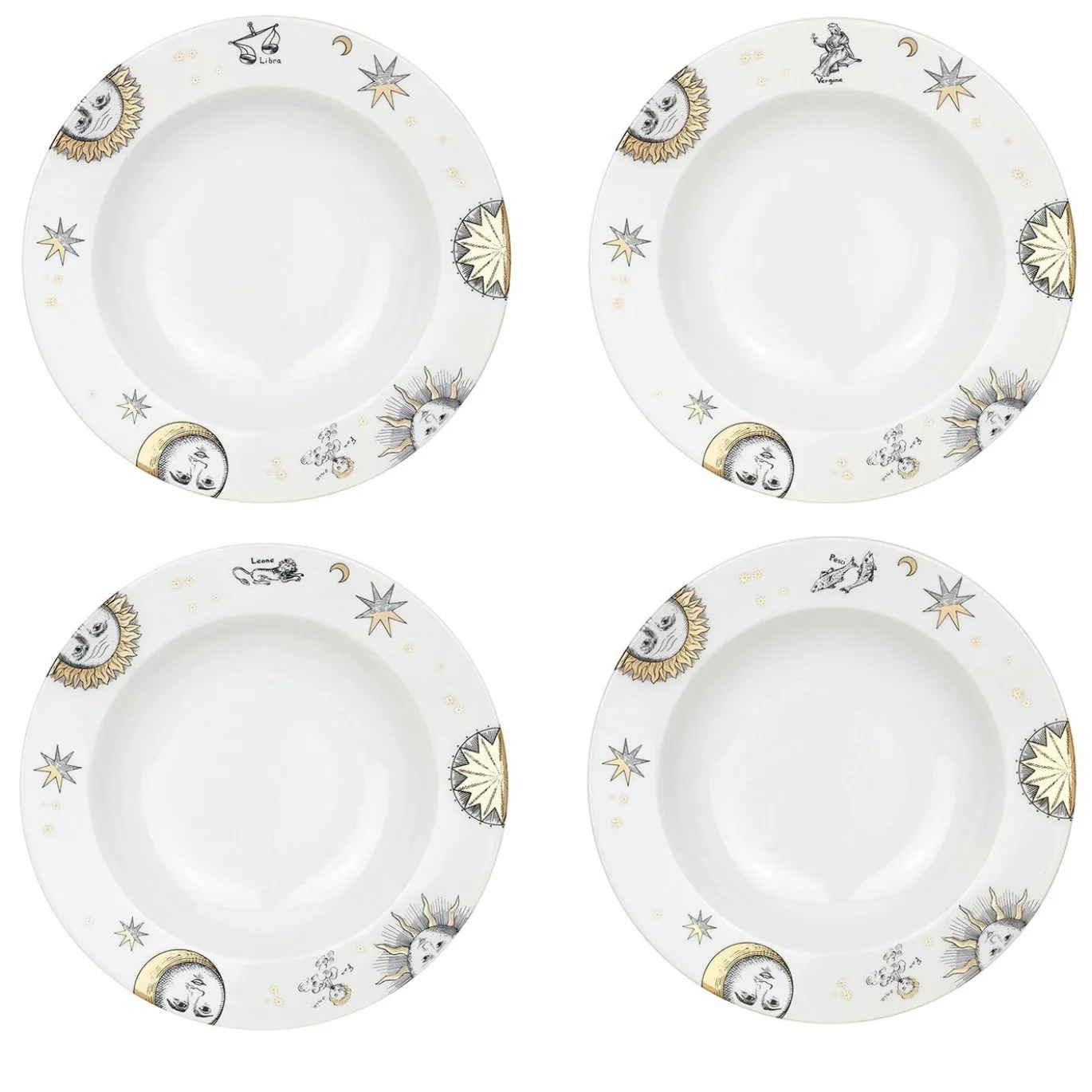 Set di 12 piatti da zuppa Astronomici