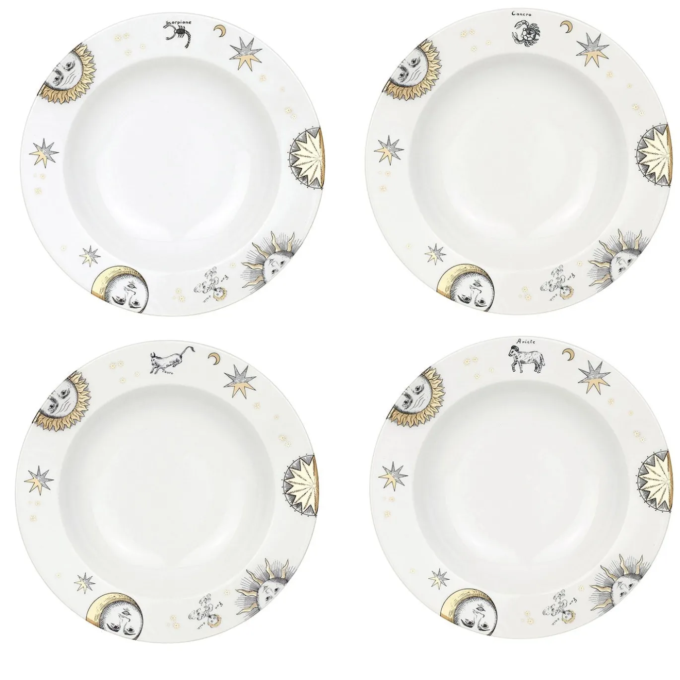 Set di 12 piatti da zuppa Astronomici