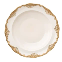 Set di 2 piatti da zuppa bianchi e dorati Irene