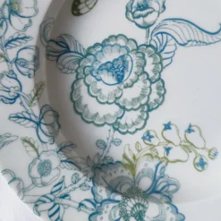 Set di 2 piatti da zuppa in porcellana Florian blu chiaro e verde