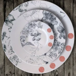 Set di 2 piatti da zuppa Maria Antonietta nero e rosso