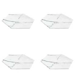 Set di 4 piatti esagonali in marmo bianco Carrara