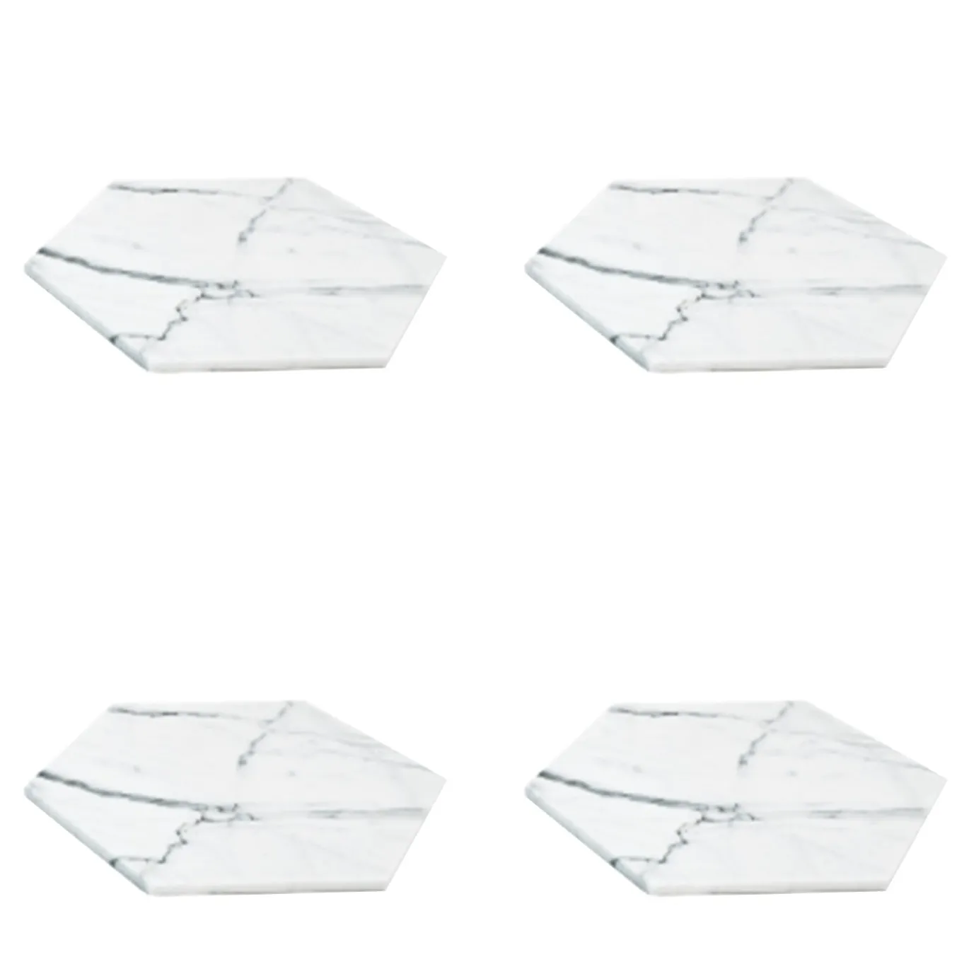 Set di 4 piatti esagonali in marmo bianco Carrara