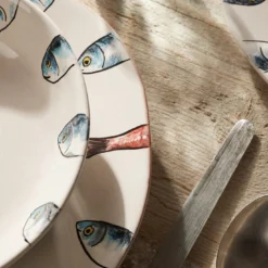 Set di 2 piatti fondi in ceramica Controcorrente