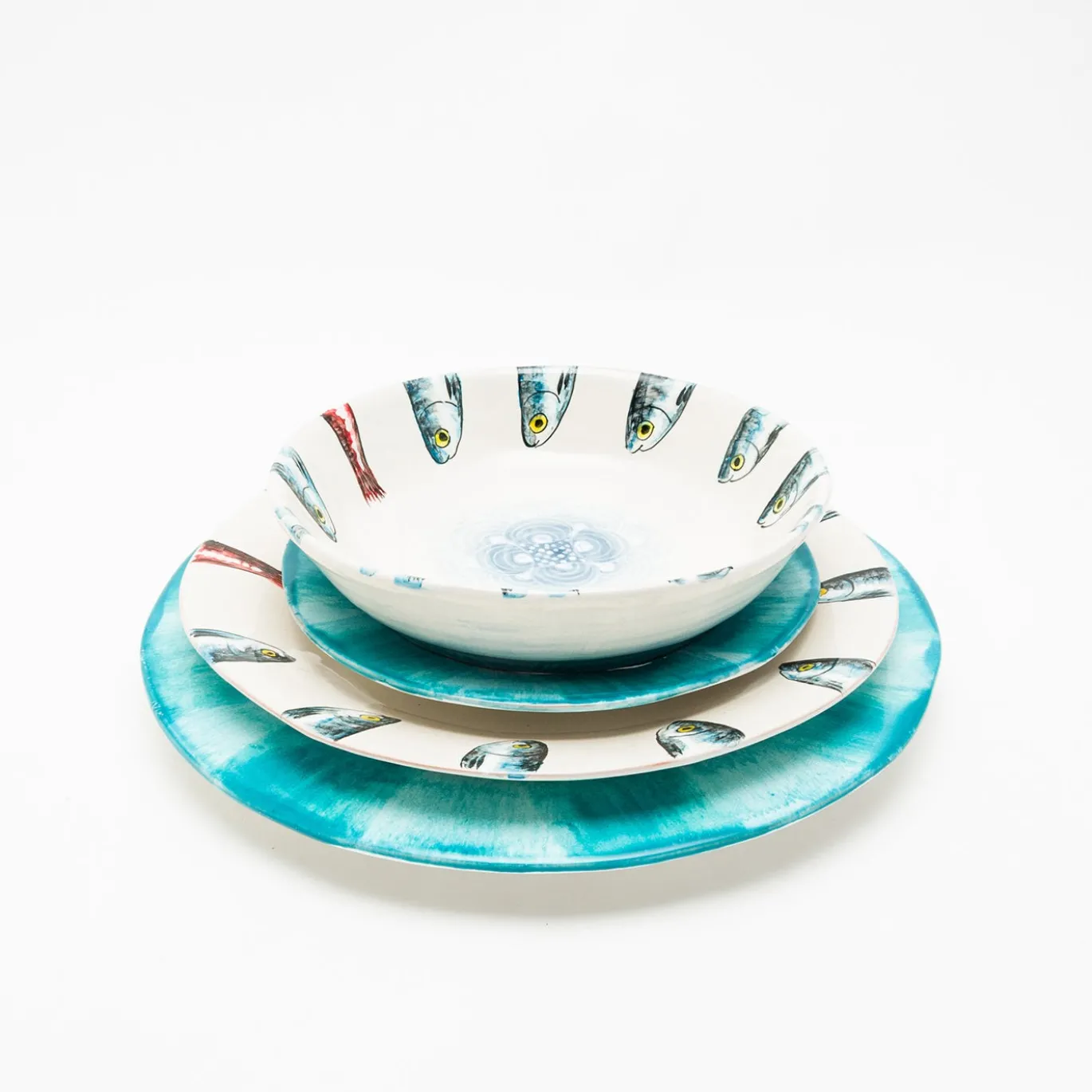 Set di 2 piatti fondi in ceramica Controcorrente