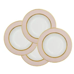Set di 4 piatti fondi in porcellana rosa pastello