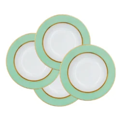 Set di 4 piatti fondi in porcellana verde pastello