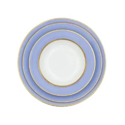 Set di 4 piatti fondi in porcellana viola pastello