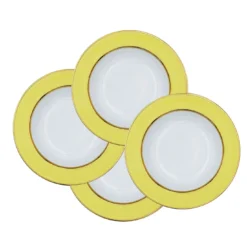Set di 4 piatti fondi in porcellana giallo pastello
