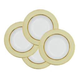 Set di 4 piatti fondi in porcellana crema pastello