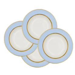 Set di 4 piatti fondi in porcellana celeste pastello