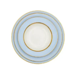 Set di 4 piatti fondi in porcellana celeste pastello