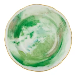Set di 6 piatti fondi Malachite in porcellana e oro realizzati a mano