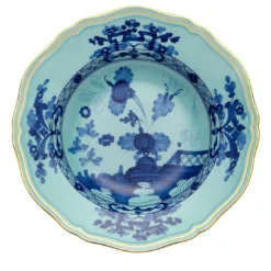 Set di 2 Piatti Fondi Oriente Italiano Iris in Porcellana Blu