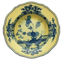 Set di 6 Piatti Fondi Oriente Italiano Citrino in Porcellana Gialla di Gio Ponti